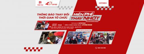 [HEAD Cotimex] Thông Báo Thay Đổi Thời Gian CT Thay Nhớt Miễn Phí